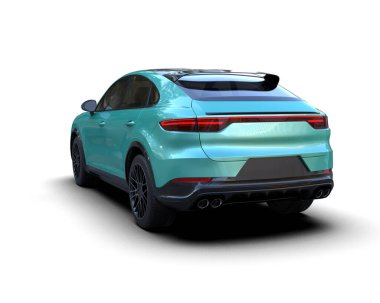 Beyaz arka planda izole edilmiş modern lüks SUv 3 boyutlu görüntüleme - illüstrasyon