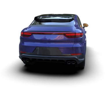 Mavi araba - yan görüş. Beyaz arka planda izole edilmiş. 3 Boyutlu Hazırlama.