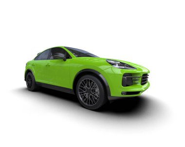 Beyaz arka planda yeşil spor araba