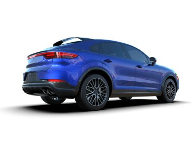 modern mavi SUV koyu arkaplan 3D görüntüleme