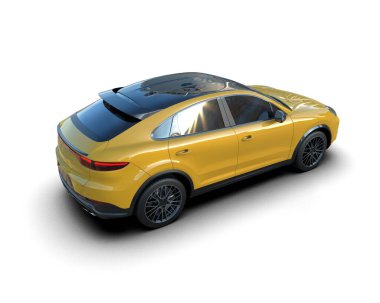 Beyaz arka planda modern bir araba. 3d illüstrasyon