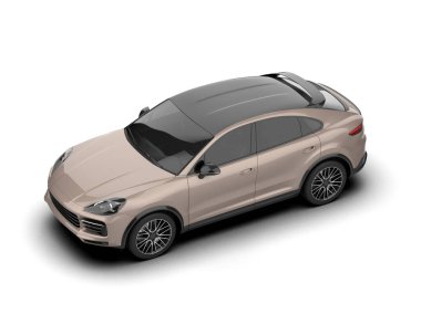 Modern araba beyazda izole edilmiş. 3D görüntüleme - illüstrasyon