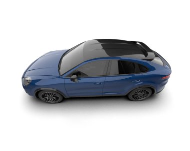 Beyaz arka planda modern bir araba. 3d oluşturma.