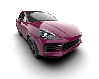 Beyaz arka planda modern lüks pembe araba.