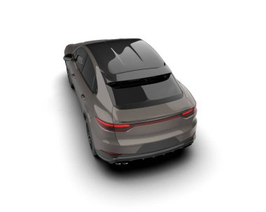 Siyah araba beyaz arka planda izole edilmiş. 3d illüstrasyon