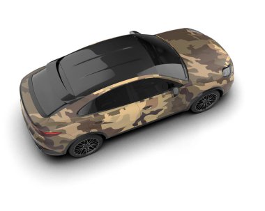 modern araba beyaz arka planda yansımayla izole edilmiş. 3d oluşturma