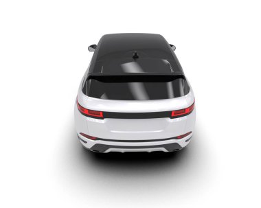 Modern araba beyazda izole edilmiş. 3 boyutlu resimleme