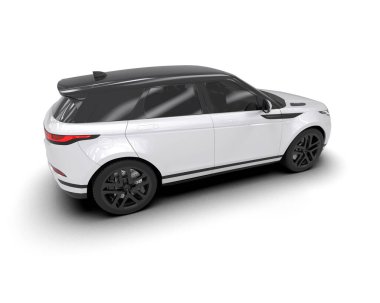 Siyah modern SUV arabası beyaz arka planda izole edilmiş. 3d illüstrasyon - oluşturma