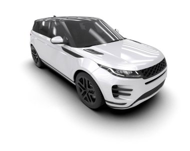 Modern şehir arabası beyaz arka planda izole edildi. 3 boyutlu çizim - illüstrasyon