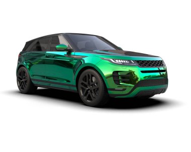 Modern araba arka planda izole edilmiş. 3D görüntüleme - illüstrasyon