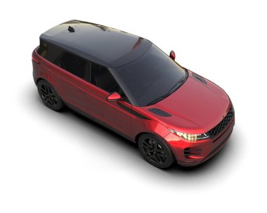 Beyaz yüzeyde modern bir araba. 3d illüstrasyon