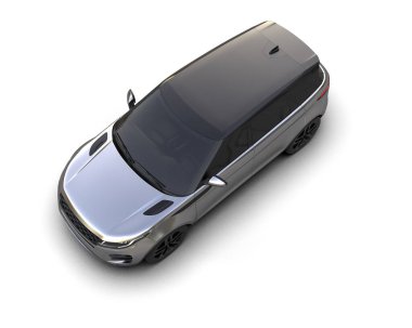 Boş siyah ekranlı modern bir araba. 3d oluşturma