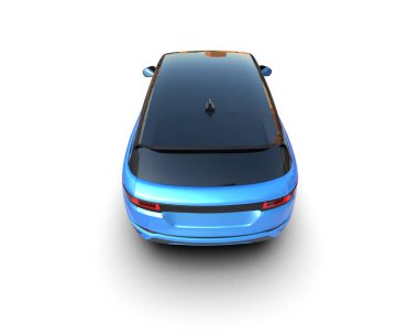 Beyaz arka planda mavi elektrikli araba