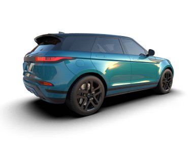 modern mavi SUv gri arkaplanda izole edildi