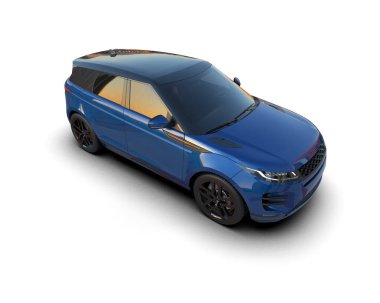 modern mavi kentsel elektrikli araba - 3 boyutlu illüstrasyon