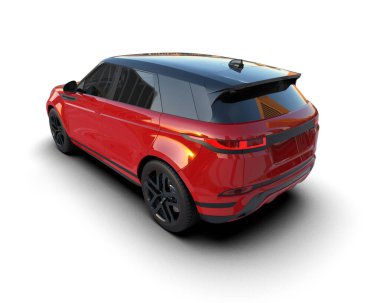 Beyaz arka planda izole edilmiş gerçekçi bir SUV arabası. 3d görüntüleme - illüstrasyon