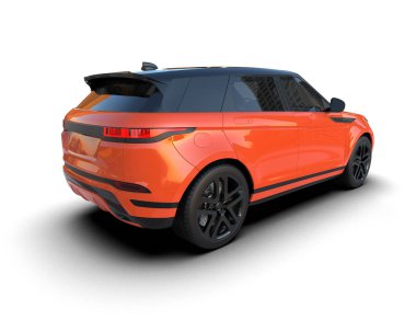 Modern araba arka planda izole edilmiş. 3D görüntüleme - illüstrasyon