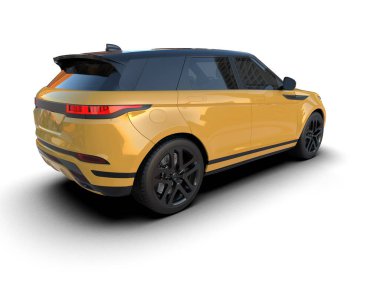 Arka planda modern şehir arabası izole edilmiş. 3 Boyutlu Hazırlama