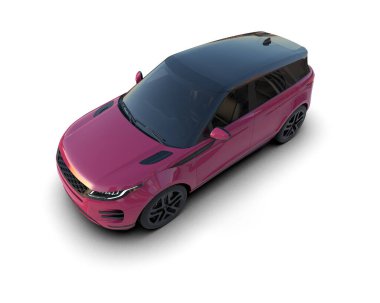 beyaz arka planda pembe modern araba
