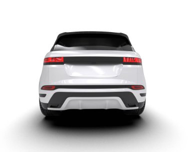 Beyaz SUV - ön manzara. 3d oluşturma