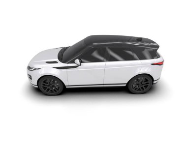 Beyaz arka planda modern kompakt spor araba. 3 Boyutlu Hazırlama