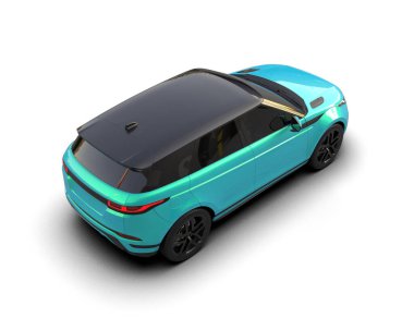 Beyaz arka planda modern bir araba. 3d oluşturma