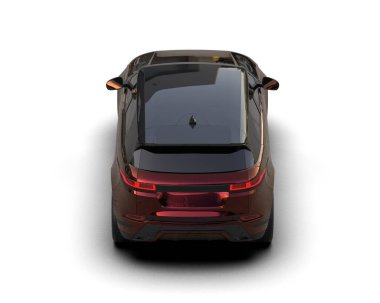 Beyaz arka planda siyah bir araba. Yan görünüş. 3d oluşturma