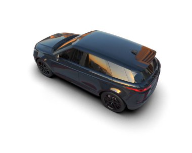 Siyah araba beyaz arkaplanda izole edildi.