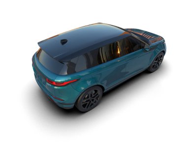 Beyaz arka planda izole edilmiş elektrikli araba. 3d oluşturma
