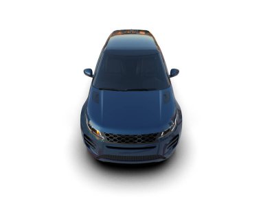 Beyaz arka planda modern lüks mavi araba. 3d illüstrasyon.