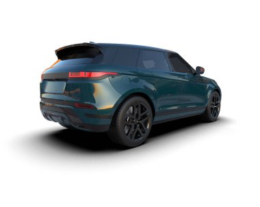 Lüks SUV arka planda izole edilmiş. 3D görüntüleme - illüstrasyon