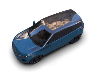 Mavi şehir arabası. 3d oluşturma