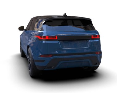 Modern araba arka planda izole edilmiş. 3D görüntüleme - illüstrasyon