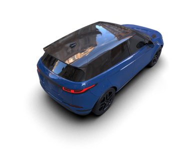 Beyaz arka planda modern bir araba. 3d illüstrasyon