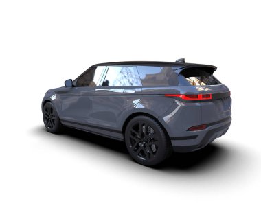 Stüdyo ortamında izole edilmiş 3 boyutlu markasız bir araba.