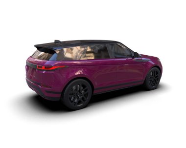 Beyaz arka planda modern şehir arabası. Gölgeli 3D illüstrasyon.