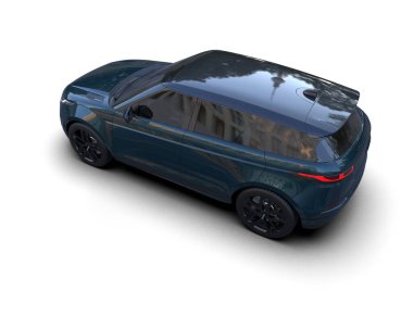 siyah modern araba beyaz arka planda izole edildi - 3 boyutlu illüstrasyon