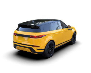 sarı modern araba beyaz arka planda izole