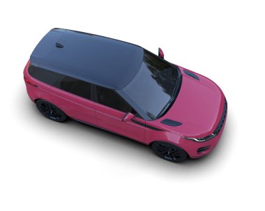 Beyaz arka planda izole edilmiş modern bir SUV 'un 3 boyutlu görüntüsü