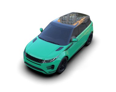 Tasarımınız için beyaz arkaplanda izole edilmiş yeşil araba - illüstrasyon