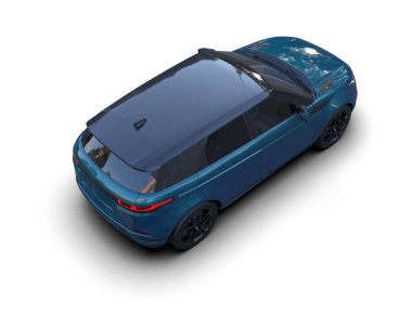 Beyaz arkaplanda mavi araba