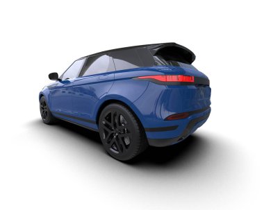 Modern araba arka planda izole edilmiş. 3D görüntüleme - illüstrasyon