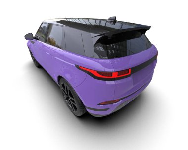 Beyaz arka planda modern şehir arabası. 3d illüstrasyon.