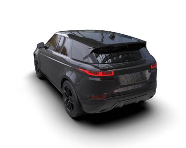 beyaz arkaplandaki siyah SUv 3D render