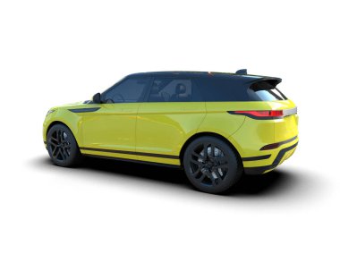 modern kentsel SUV arabası - kentsel görünüm 3D görüntüleme - illüstrasyon