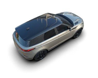 Beyaz arkaplanda izole edilmiş genel bir arabanın 3 boyutlu görüntülenmesi