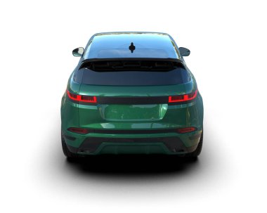 modern yeşil araba beyaz arkaplanda izole edildi - yan görünüm.