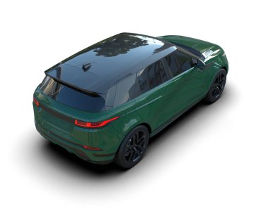 Modern araba arka planda izole edilmiş. 3D görüntüleme - illüstrasyon