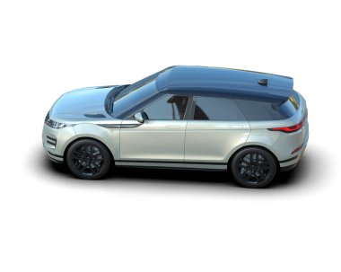 Beyaz lüks SUV araba - 3 boyutlu illüstrasyon