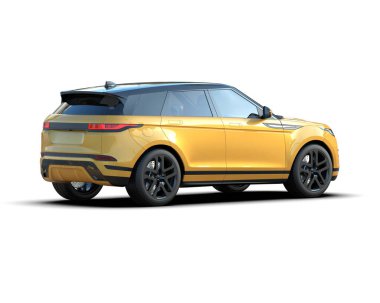 Beyaz arka planda bir araba. 3d oluşturma.